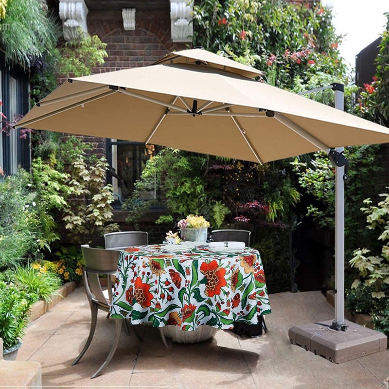 EHouseHome Outdoor and Indoor Spill Proof Waterproof Tablecloth,Vintage Floral Design Patio Fabric Table Cover,Home Dinner DÃ©cor Wrinkle Free Table Cloths(60" Round no Zipper and Hole) - Image 5